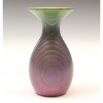 Ash coloured vase. Purple and green