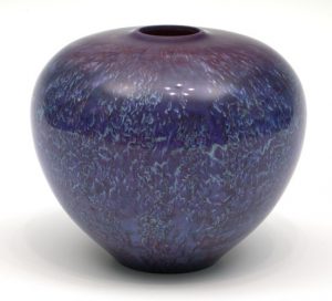 Masur birch coloured hollow form. Dark blue and turquoise turned by Paul Hannaby Creative Woodturning