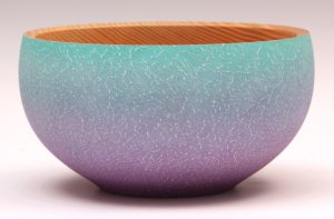 Coloured and textured ash bowl by Paul Hannaby Creative Woodturner