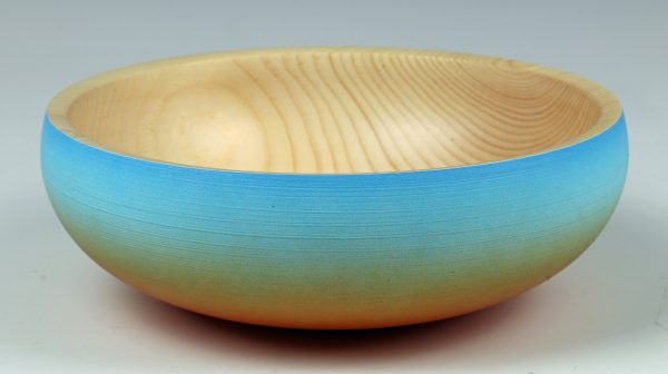 Coloured and textured pine bowl turned by Paul Hannaby creative woodturning