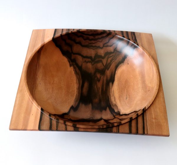 Asian striped ebony square edged bowl by Paul Hannaby creative woodturning
