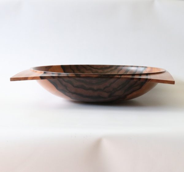 Striped ebony square edged bowl turned by Paul Hannaby creative woodturning