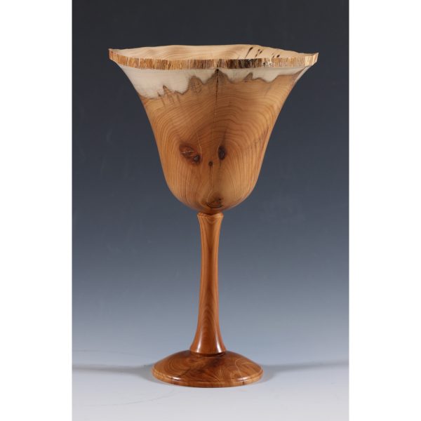 Yew natural edge goblet turned by Paul Hannaby Creative Woodturner