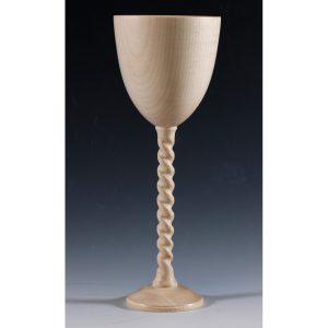 Sycamore twist stem goblet turned by Paul Hannaby Creative Woodturner
