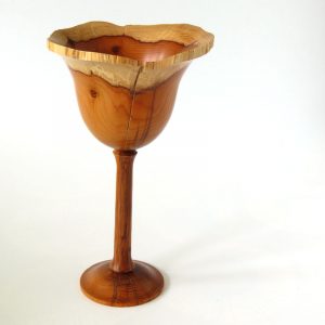 Yew natural edge goblet turned by Paul Hannaby creative woodturning