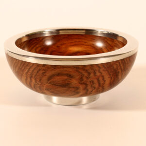 Pau rosa and pewter bowl turned by Paul Hannaby creative woodturning
